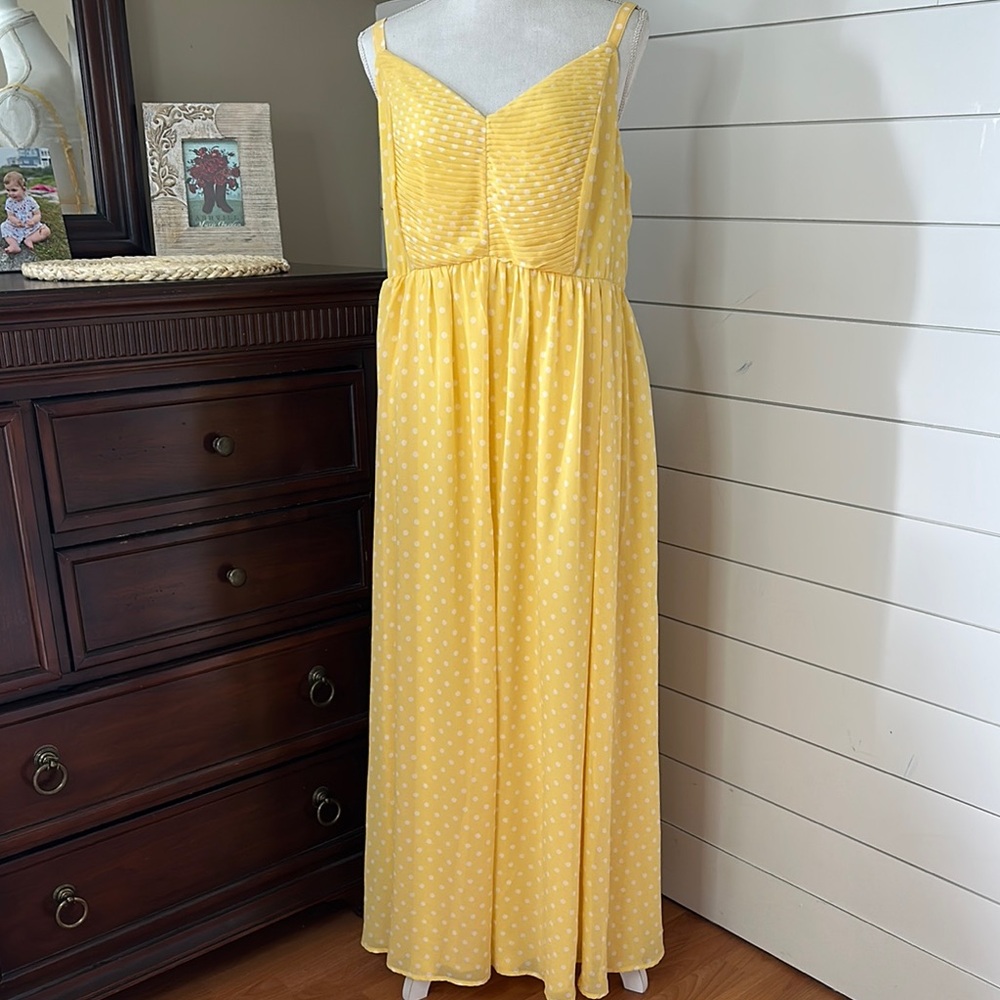 Torrid Chiffon Yellow Polka Dot Sweetheart Maxi Dress
